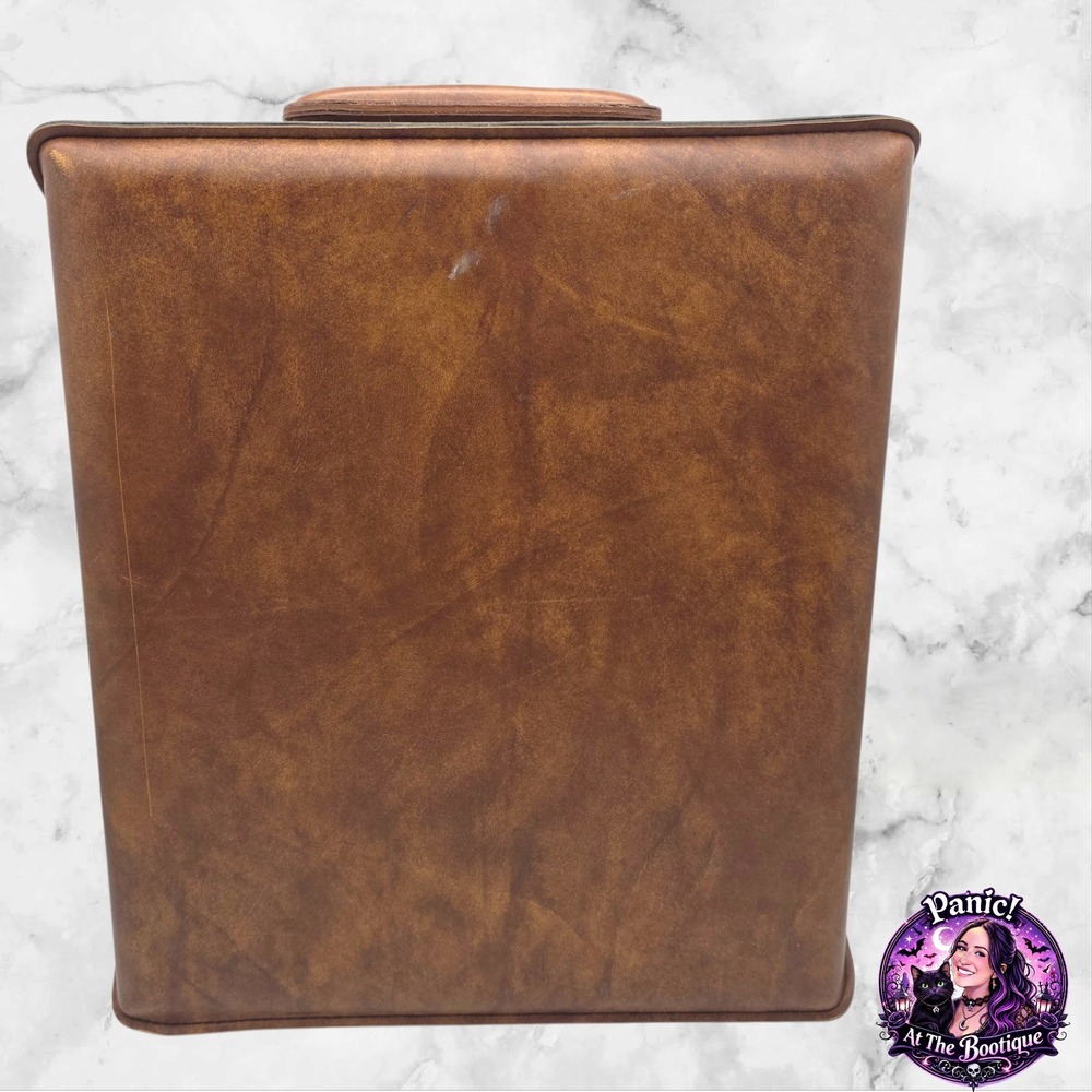 Vintage Travel Bar‎ Case Brown Leather Mid Century Retro Speakeasy Barware 1970s